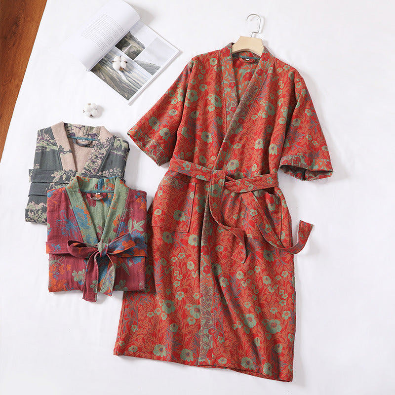Petra | Womens Dressing Gown Cotton Gauze Bathrobe Robe