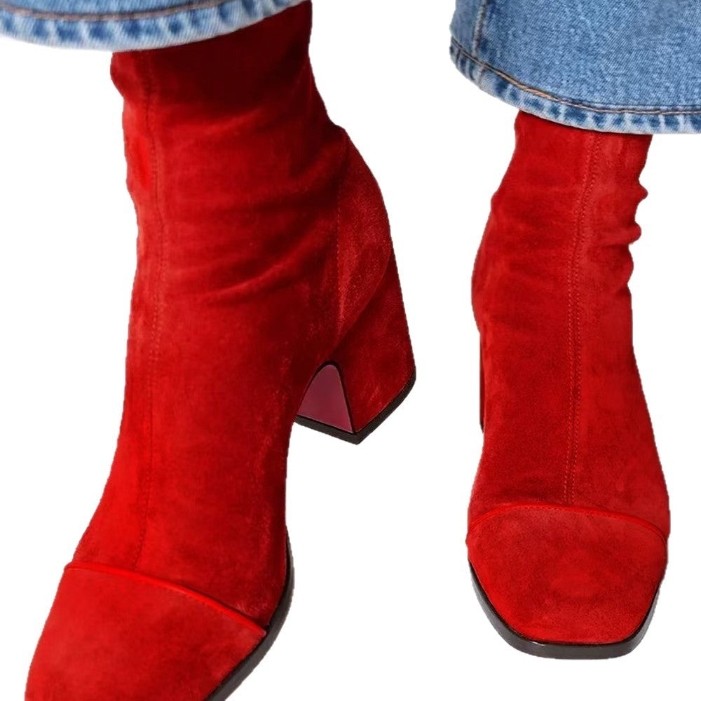 Fenella | Womens Knee High Suede Heeled Winter Long Boots - 5