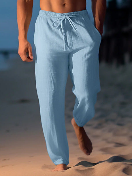 Magnus | Mens Linen Straight Breathable Casual Summer Lightweight Trousers - 5