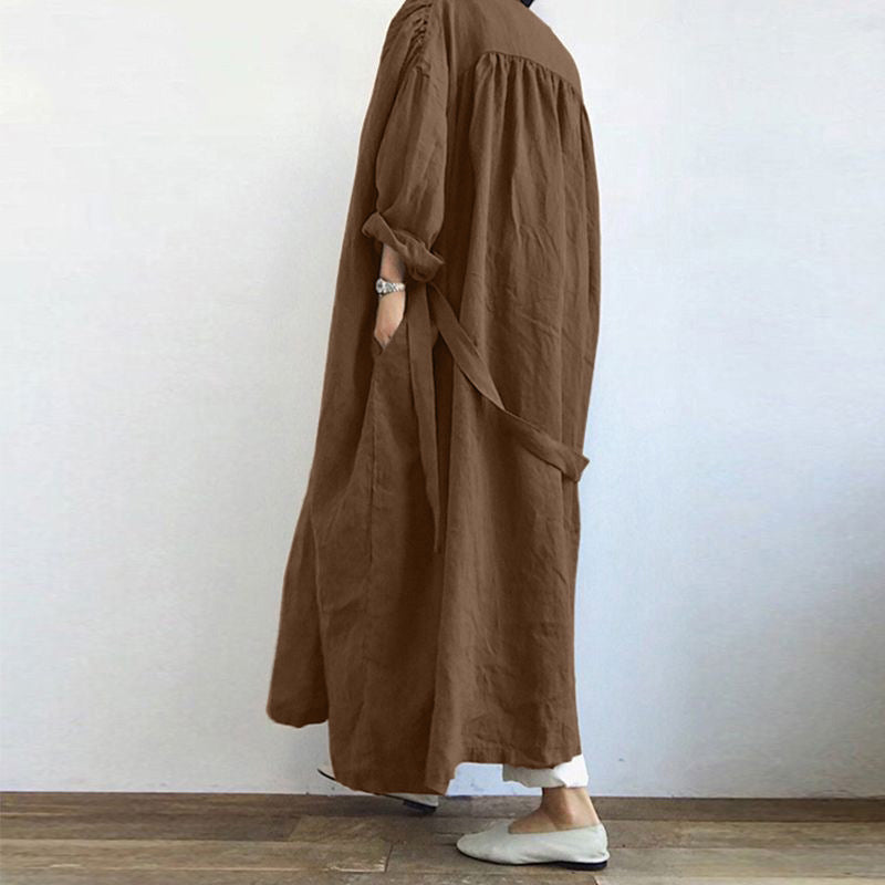 Dexter | Womens Shirt Dress Long Sleeve Longline Belted Midi Dress