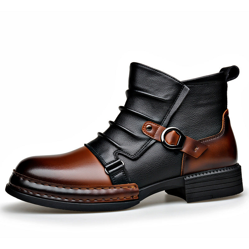 Ambrose | Mens Leather Ankle Boots Biker Boots High Top Boots - 5