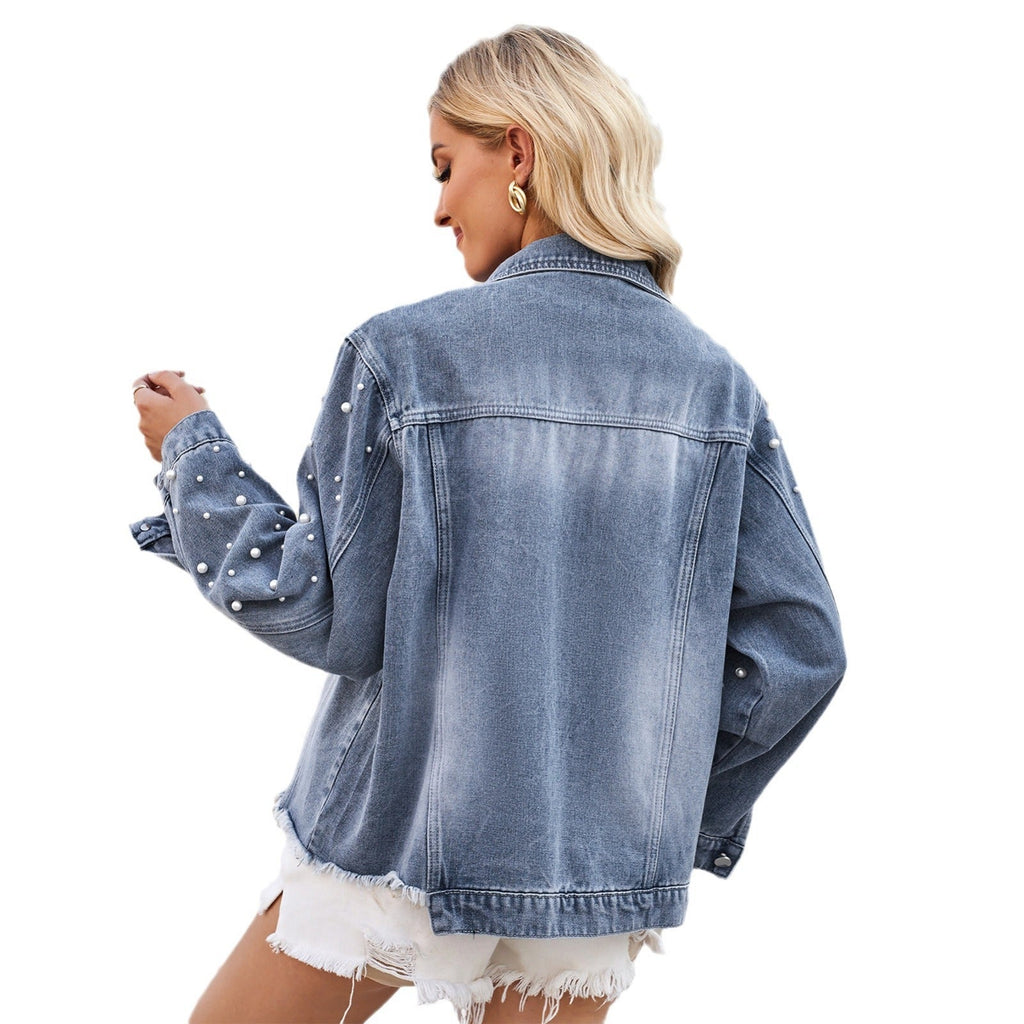 Cordelia | Womens Hooded Beaded Denim Jacket