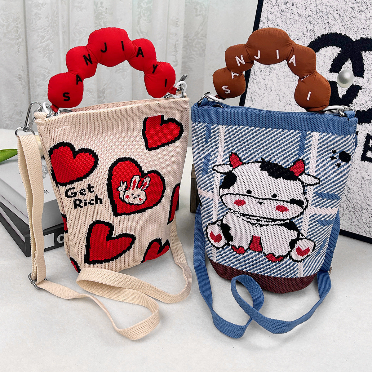 Ulf | Womens Bucket Bag Knitted Crossbody Shoulder Handbag