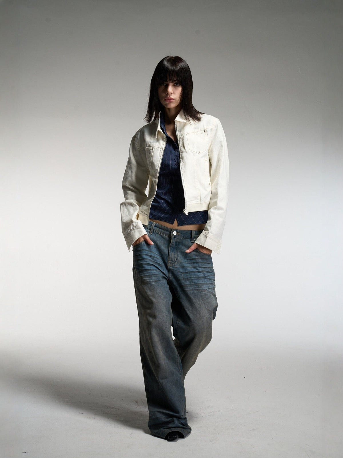Freya | Womens Cropped Vintage Denim Jacket