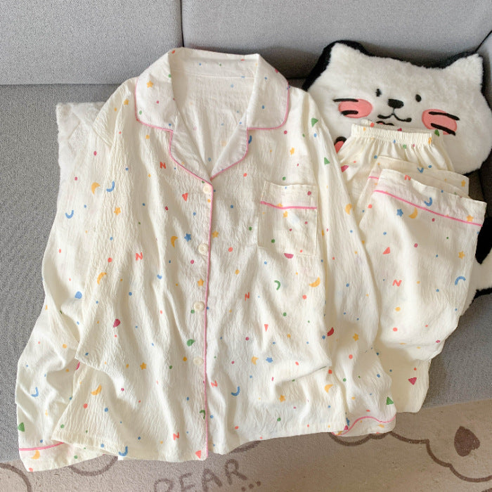 Rosalind | Womens Long Sleeve Button Up Cotton Pyjama Set Loungewear