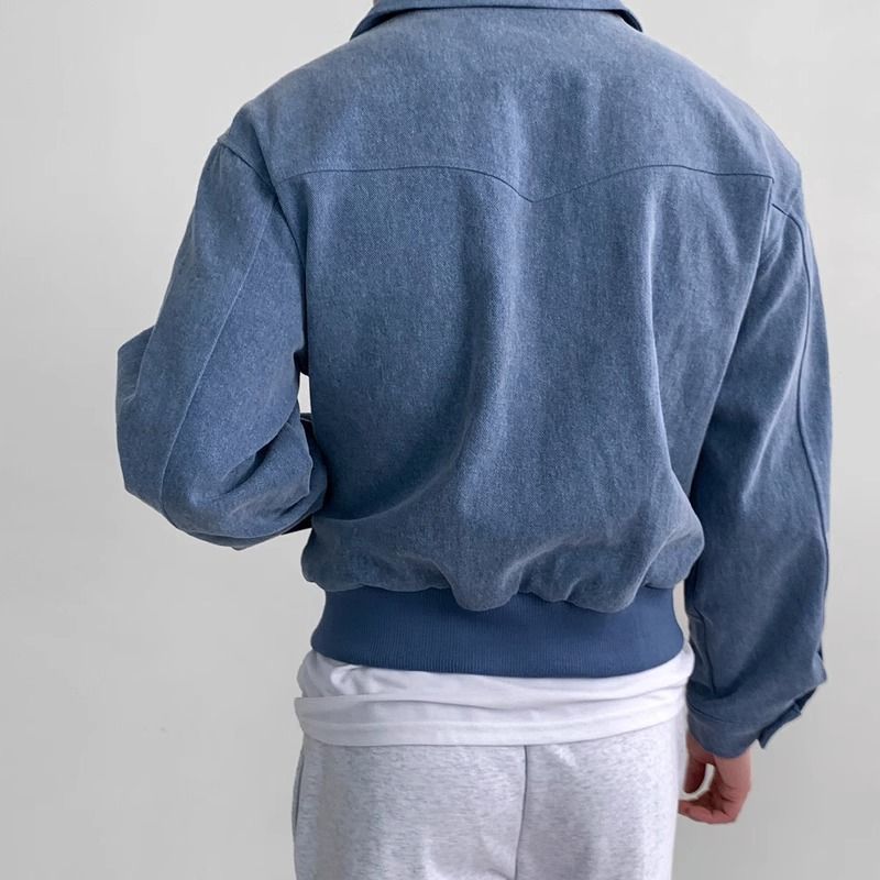 Orla | Mens Bomber Retro Washed Loose Zip Lapel Jacket - 4