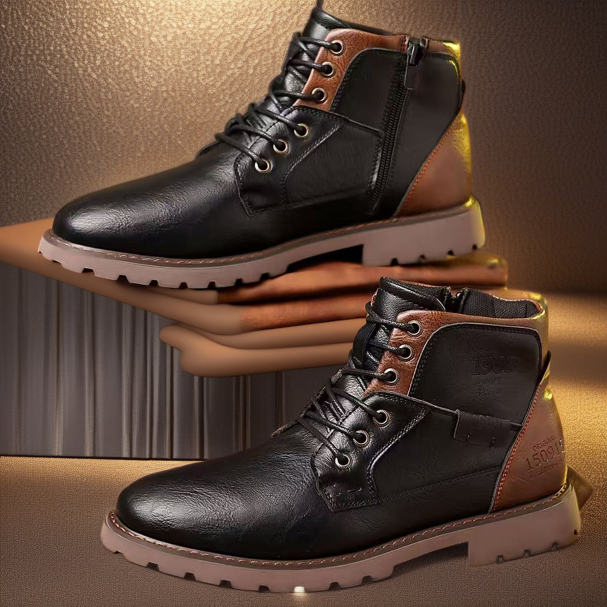Ulf | Mens Work Boots Ankle Zip Up Desert Boots - 4