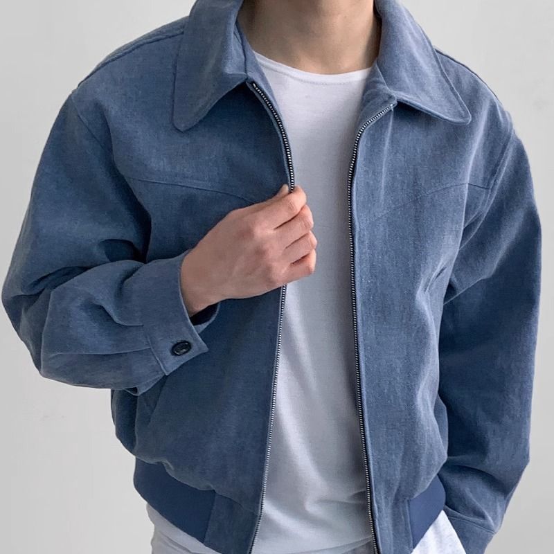 Orla | Mens Bomber Retro Washed Loose Zip Lapel Jacket - 1