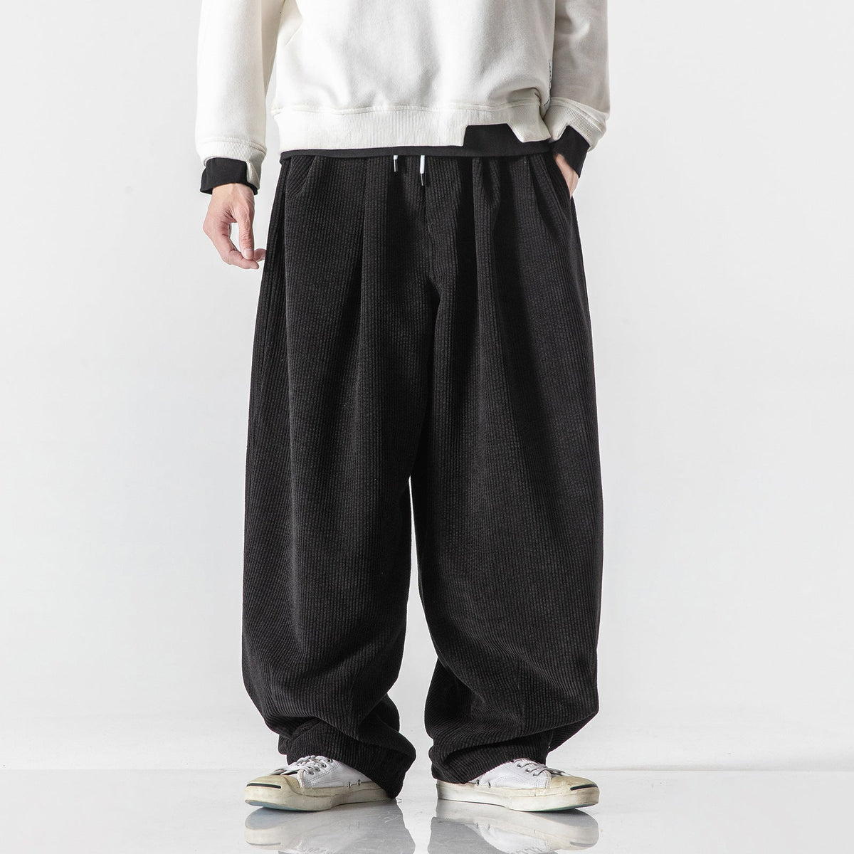 Marcus | Mens Corduroy Wide Leg Casual Loose Straight Trousers - 7
