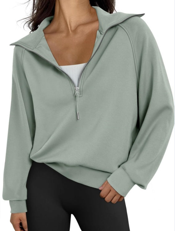 Fenella | Womens Yoga Top Long Sleeve Half Zip Stand Collar Running Fitness Top