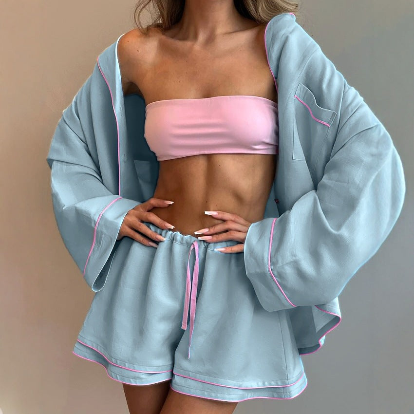 Isabella | Womens Cotton Cardigan Shorts Pyjama Set