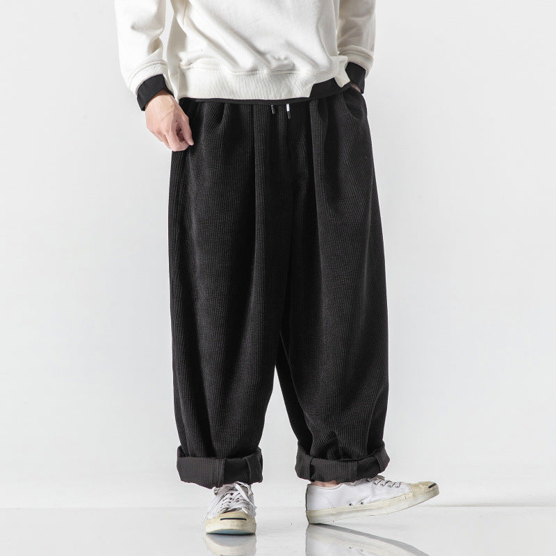 Marcus | Mens Corduroy Wide Leg Casual Loose Straight Trousers - 4