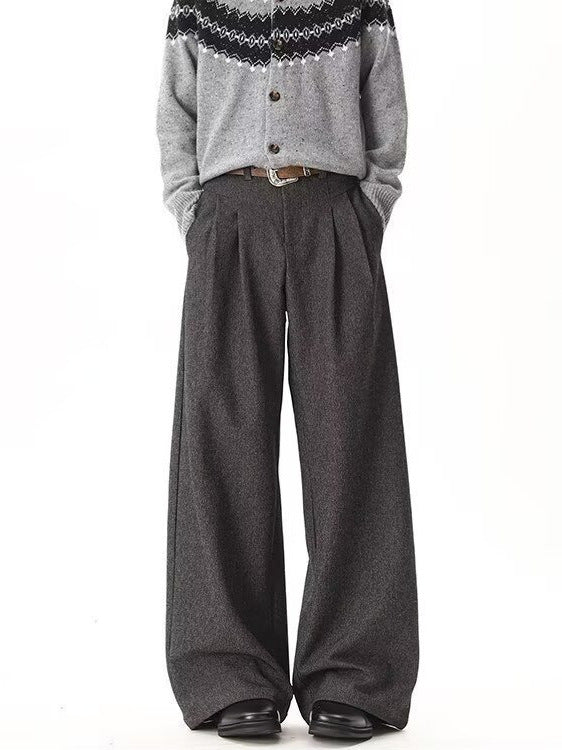 Sylvester | Mens Wide Leg Double Pleated Drape Casual Smart Trousers - 3