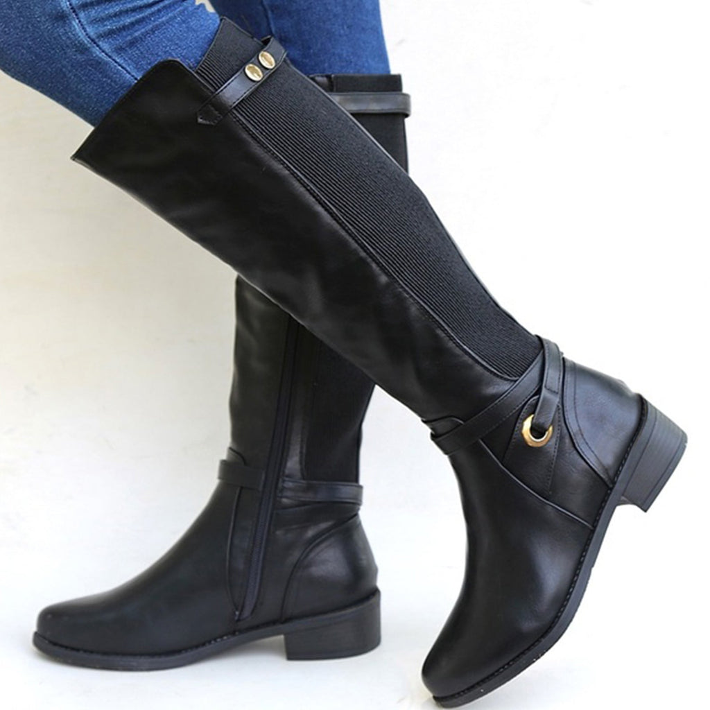 Juniper | Womens Knee High Chunky Heel Side Zip Boots - 6