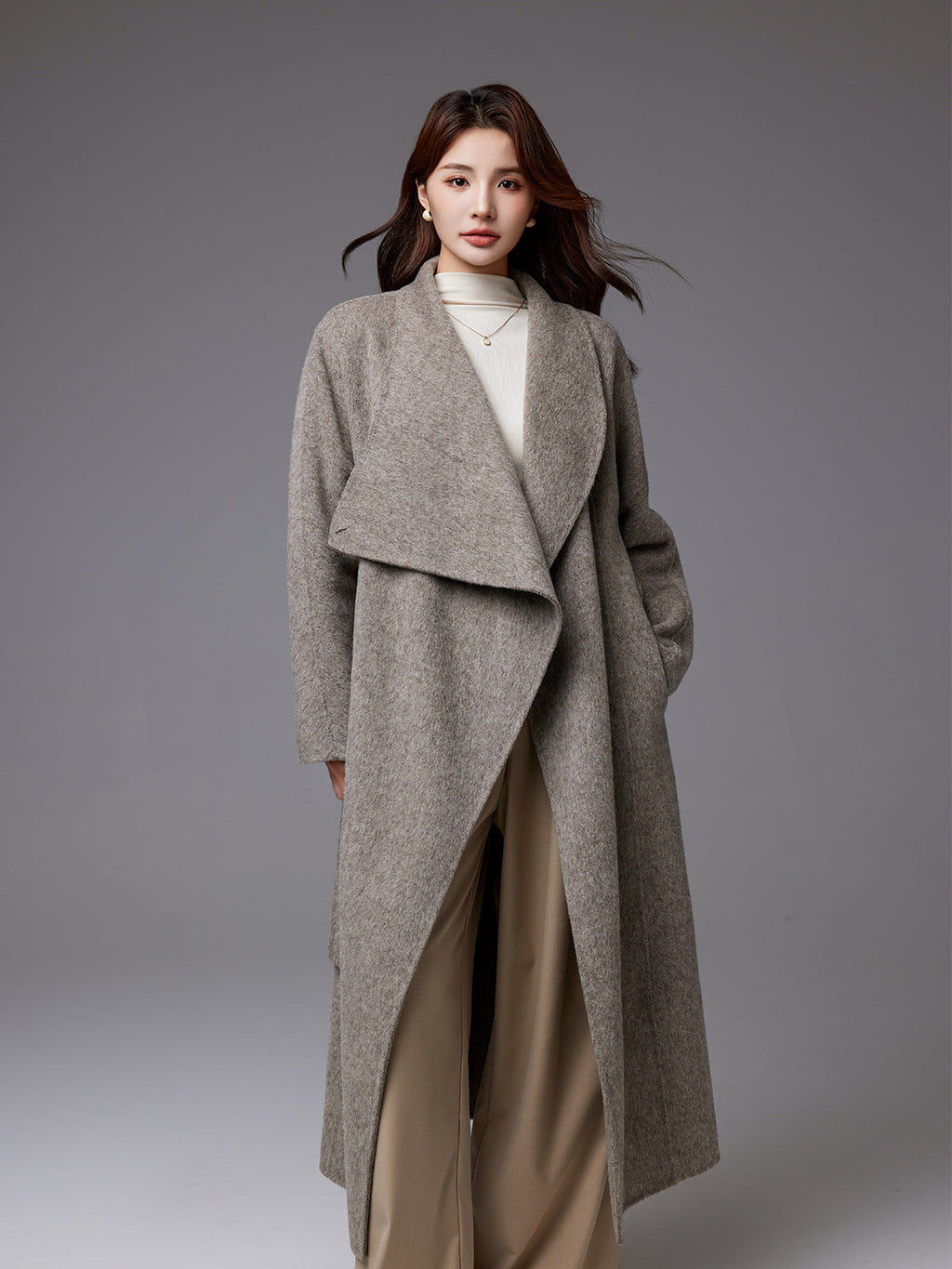 Nadia | Womens Wool Coat Long Stand Collar Winter Overcoat