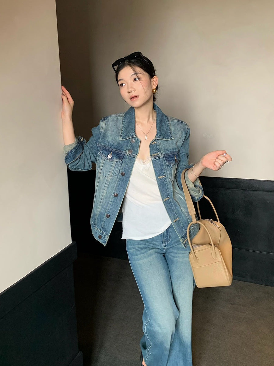 Elodie | Womens Vintage Washed Denim Jacket