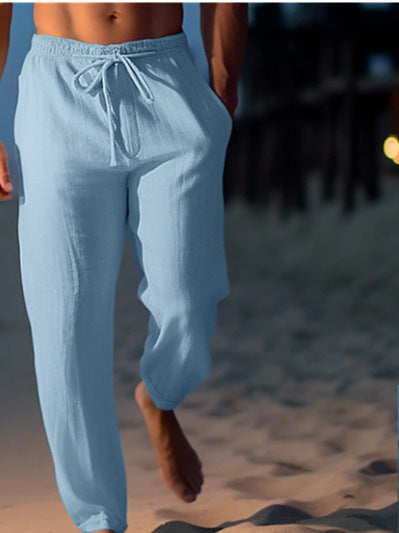 Magnus | Mens Linen Straight Breathable Casual Summer Lightweight Trousers - 1