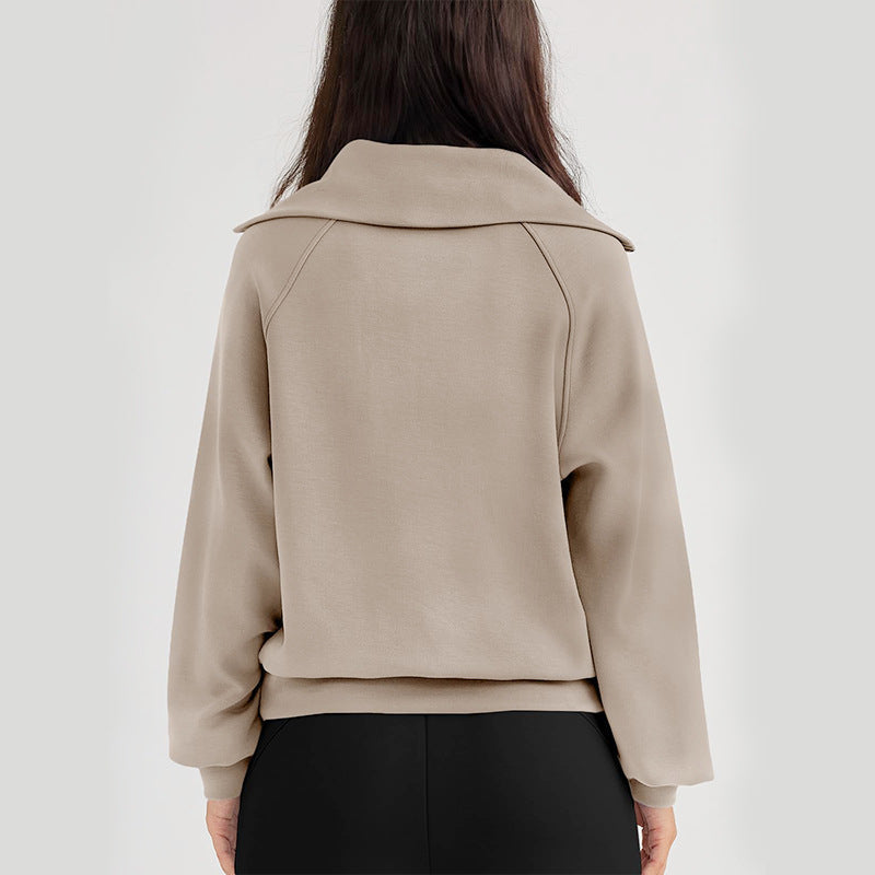 Fenella | Womens Yoga Top Long Sleeve Half Zip Stand Collar Running Fitness Top