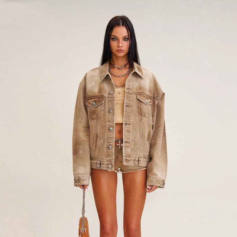 Verity | Womens Embellished Oversized Denim Jacket