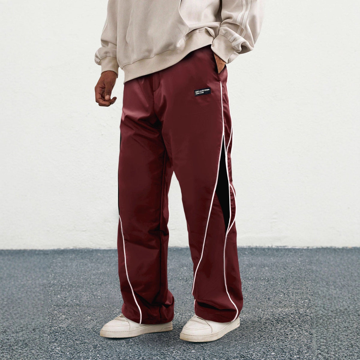 Nadia | Womens Wide Leg Straight Casual Elastic Waist Trousers - 3