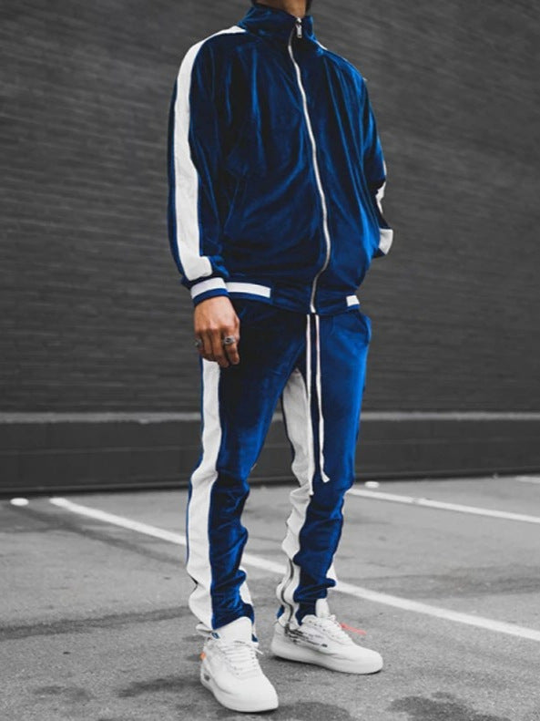 Anouk | Mens Tracksuit Velvet Two Piece Set Jacket Joggers Loungewear