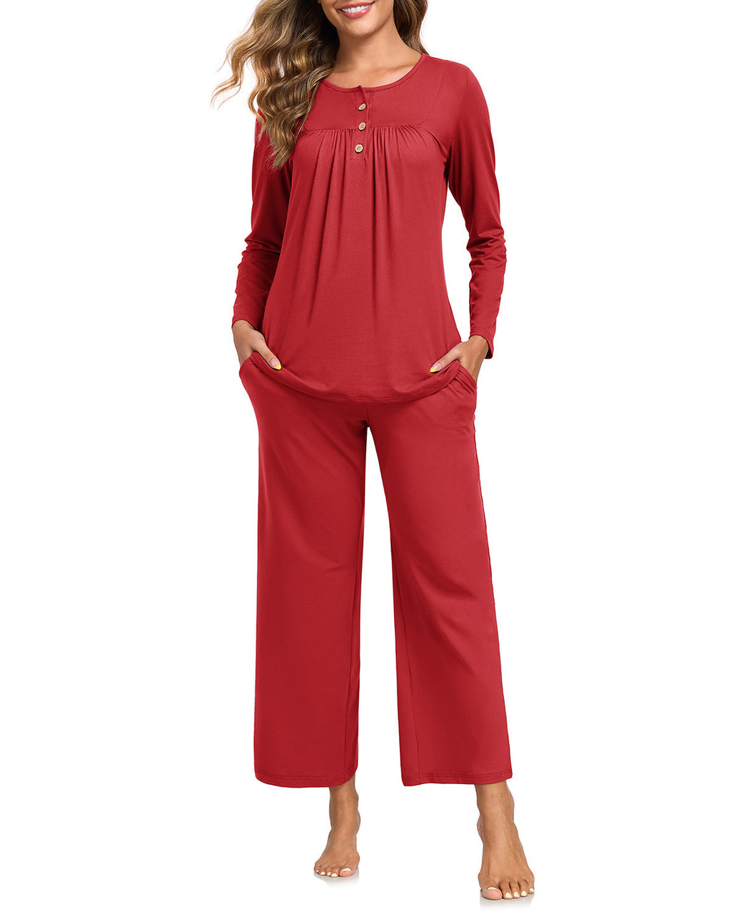 Harriet | Womens Long Sleeve Pyjama Set With Pockets Loungewear