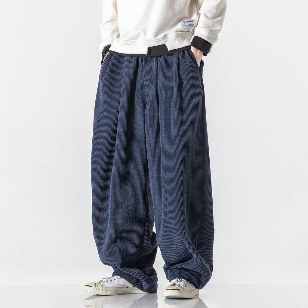 Marcus | Mens Corduroy Wide Leg Casual Loose Straight Trousers - 10