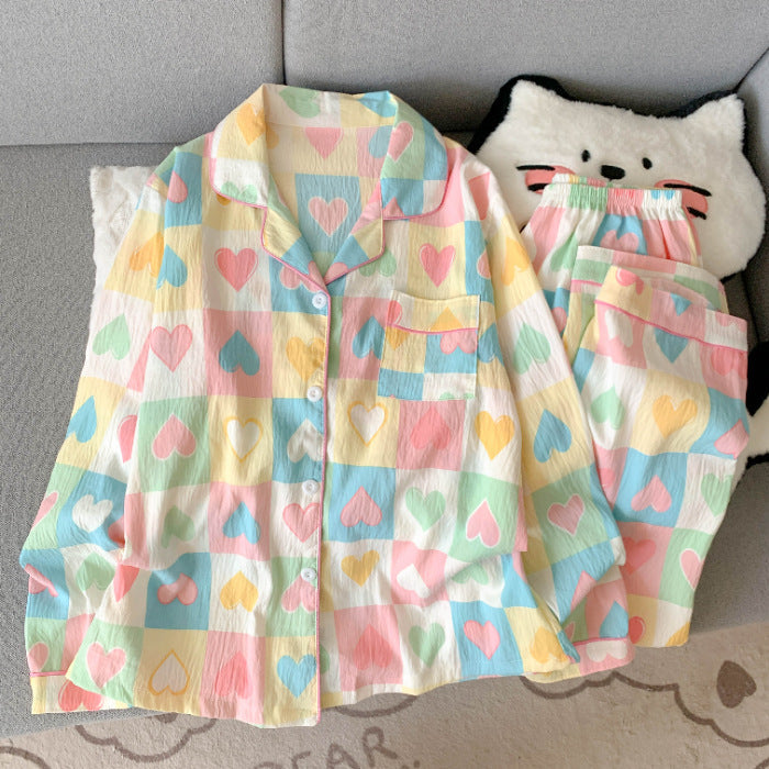 Rosalind | Womens Long Sleeve Button Up Cotton Pyjama Set Loungewear