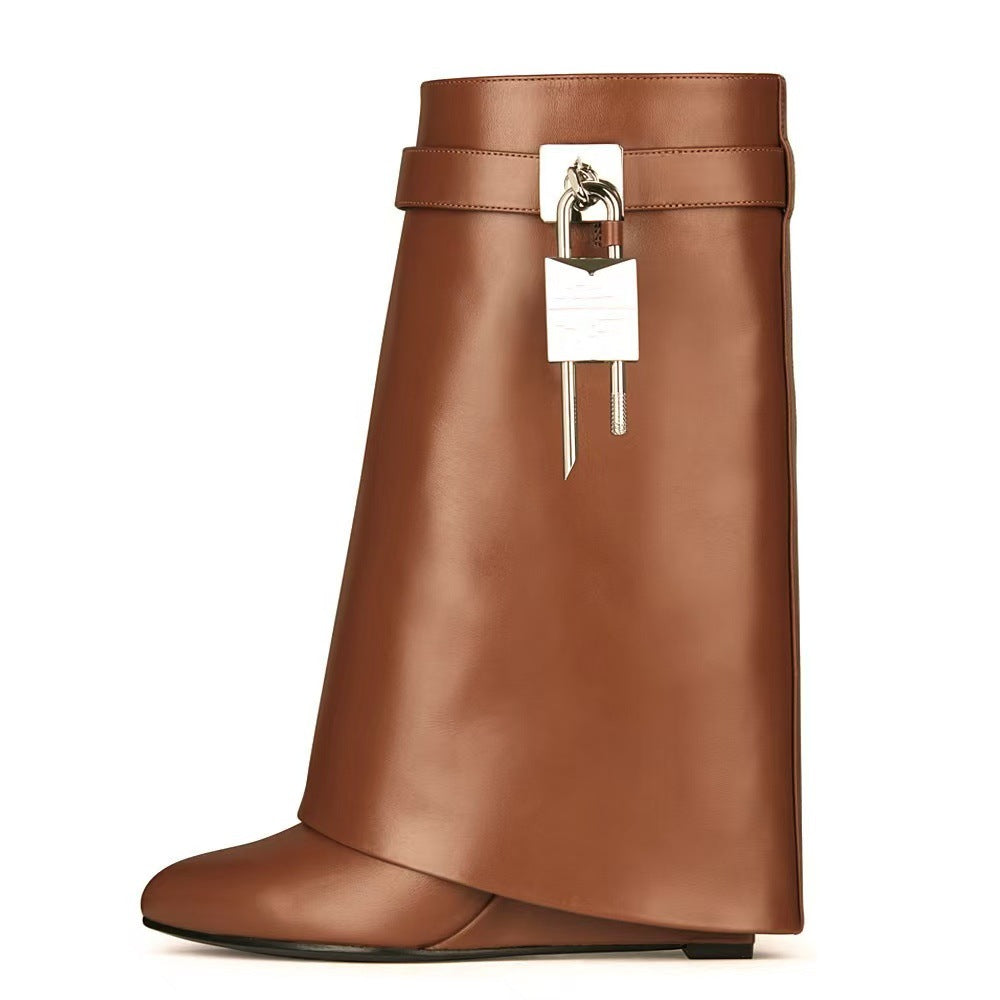 Odette | Womens Platform Boots Heeled Buckle Round Toe Ankle Boots