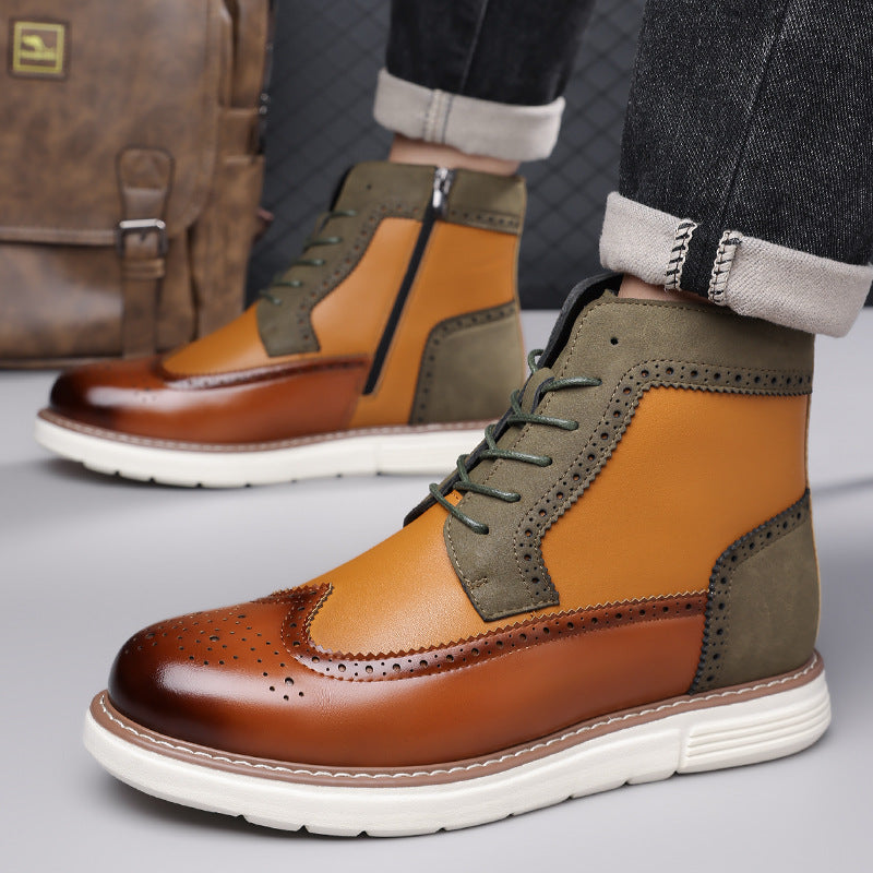 Blythe | Mens Leather Lace Up Combat Military Mid Calf Boots - 3