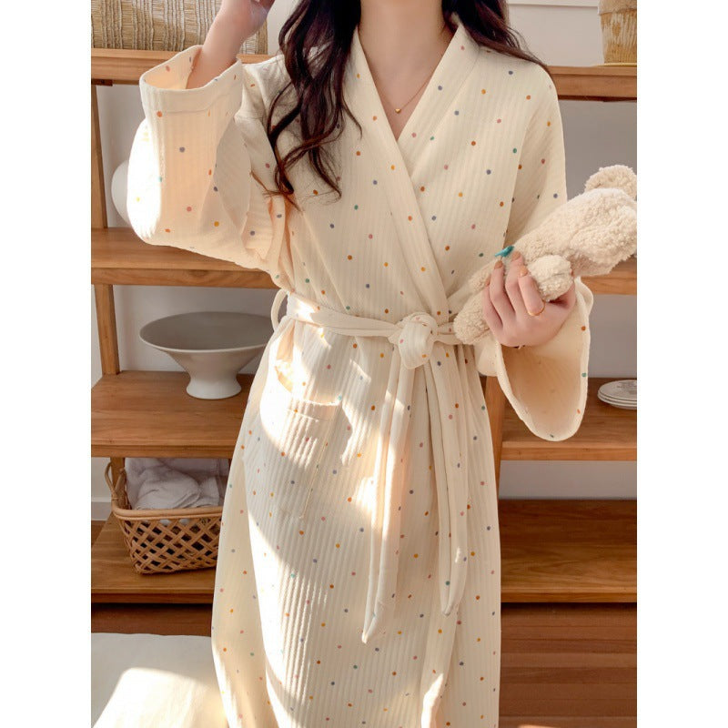 Genevieve | Womens Dressing Gown Cotton Loungewear Robe Nightwear