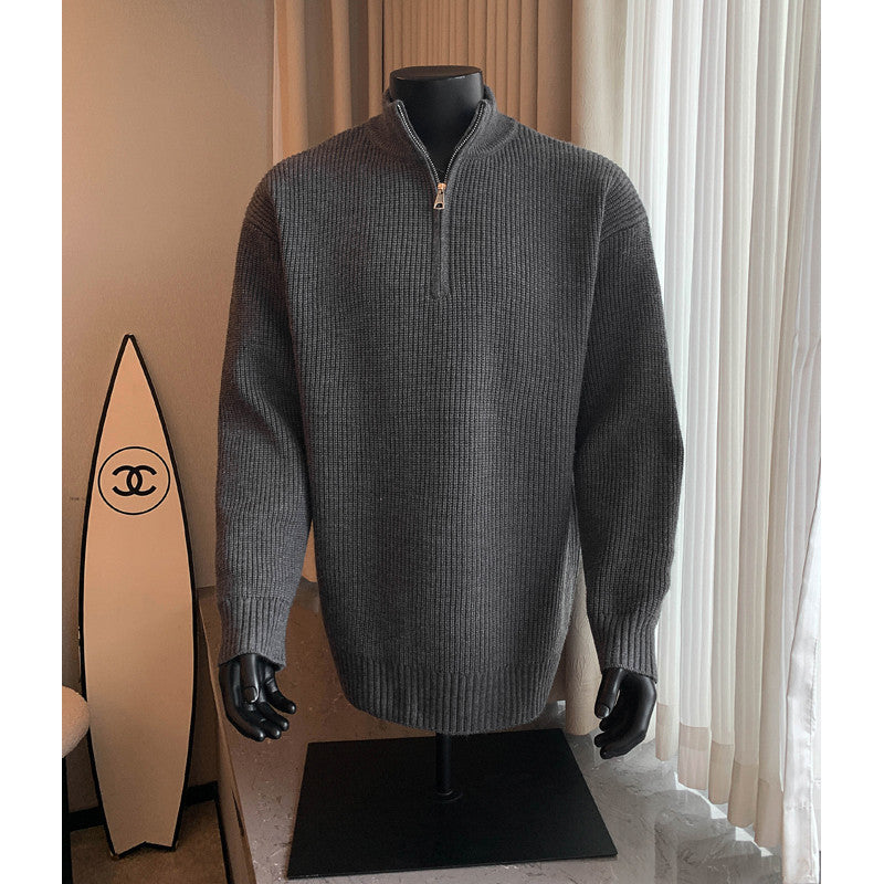 Evander | Mens Knitted Wool Half Zip Long Sleeve Jumper - 2