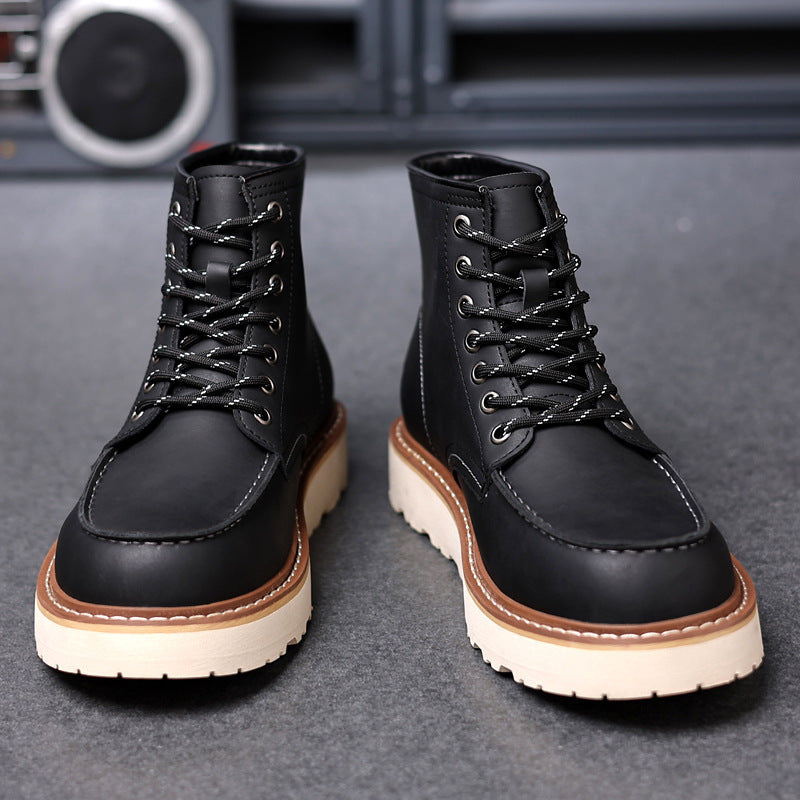 Florian | Mens Leather Work Boots Retro Motorcycle British Style Boots - 7