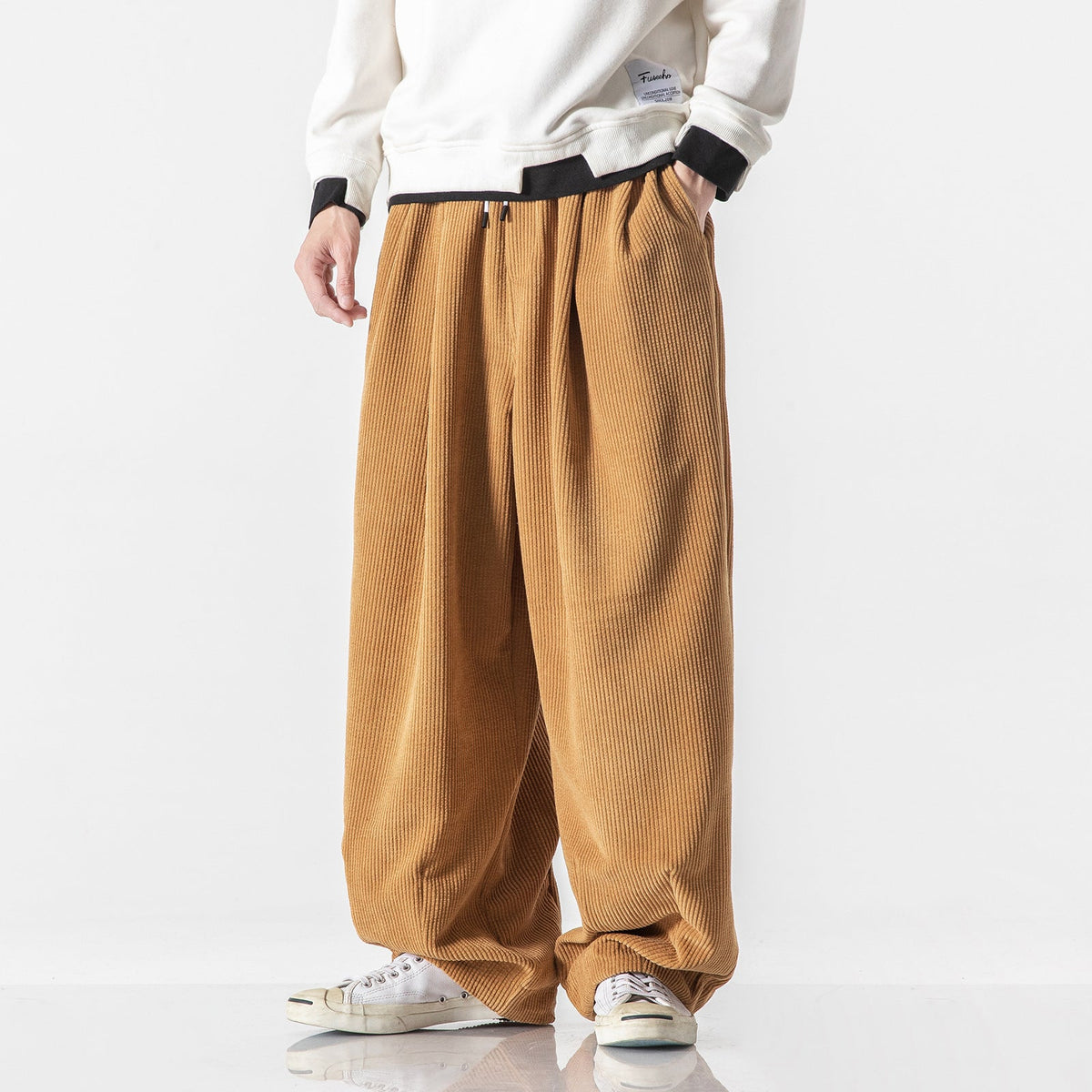 Marcus | Mens Corduroy Wide Leg Casual Loose Straight Trousers - 8