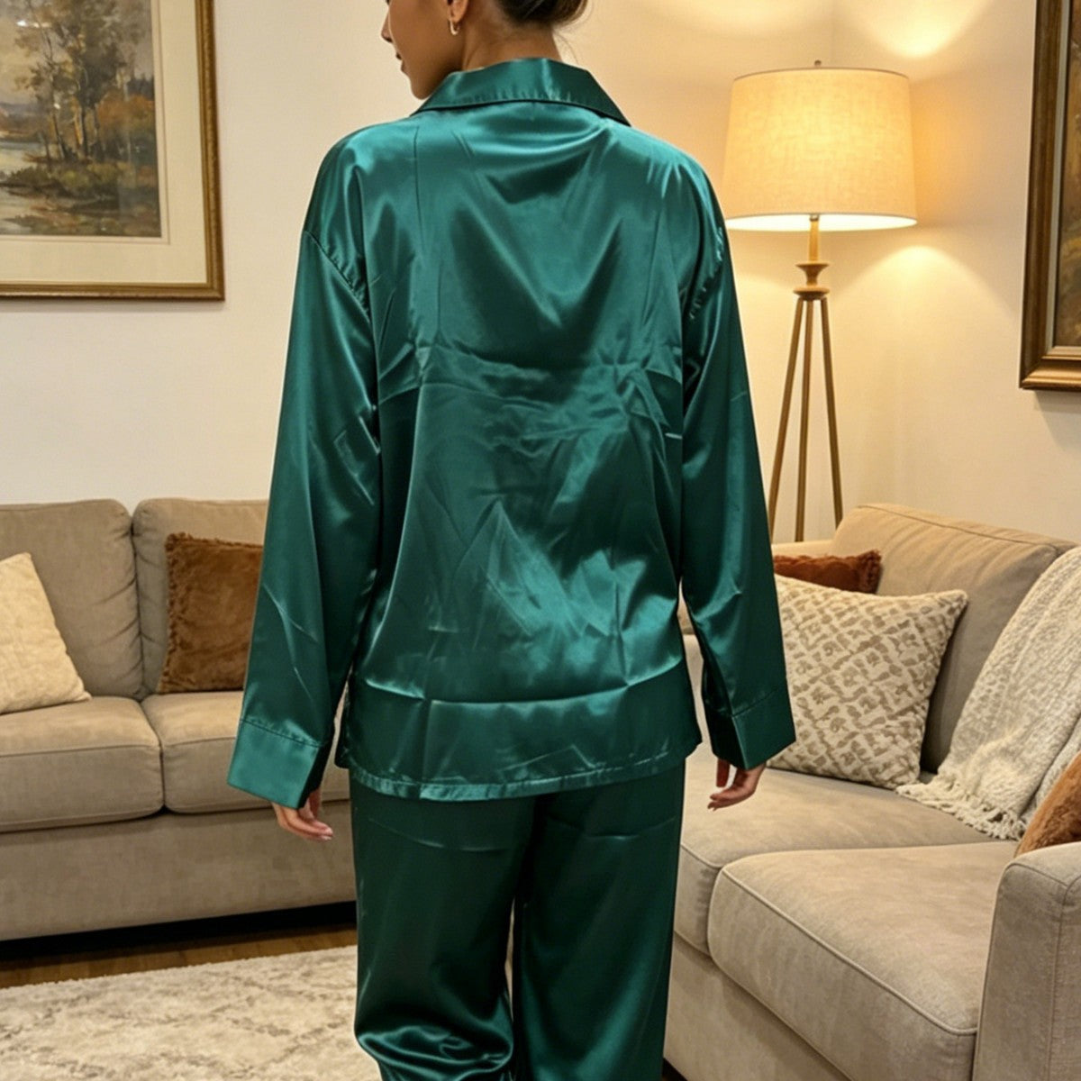 Colette | Womens Long Sleeve Satin Pyjama Set