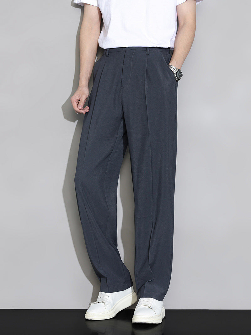 Nathaniel | Mens Wide Leg Straight Loose Casual Summer Trousers - 2
