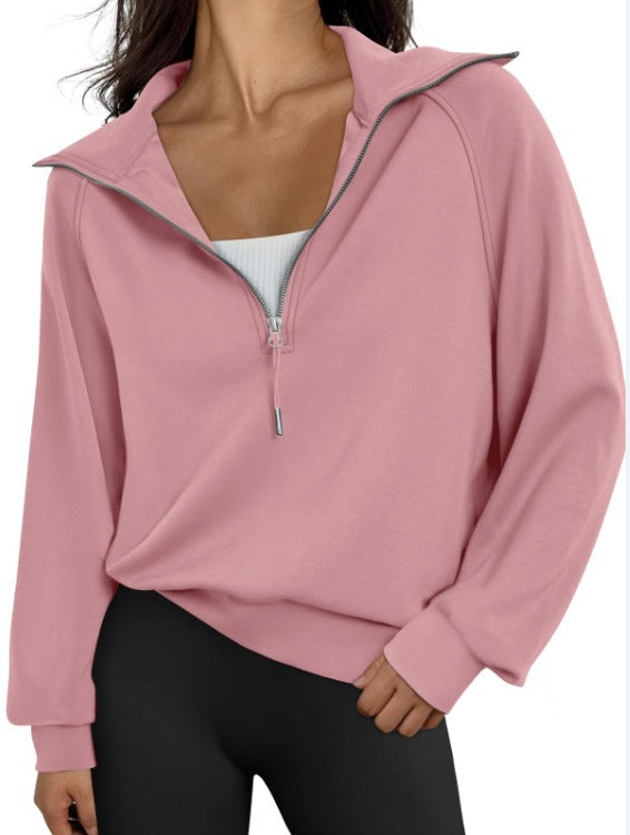 Fenella | Womens Yoga Top Long Sleeve Half Zip Stand Collar Running Fitness Top