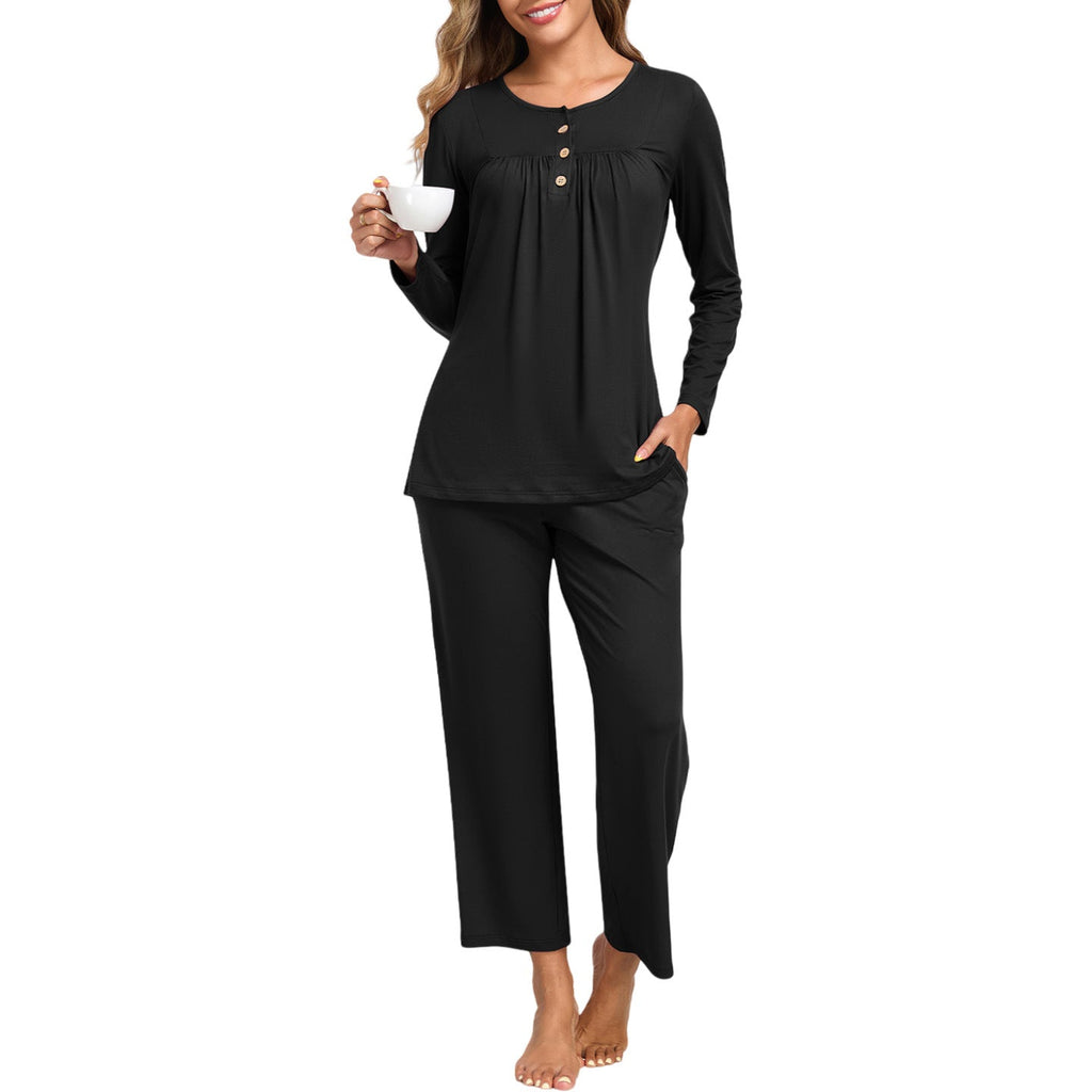 Harriet | Womens Long Sleeve Pyjama Set With Pockets Loungewear