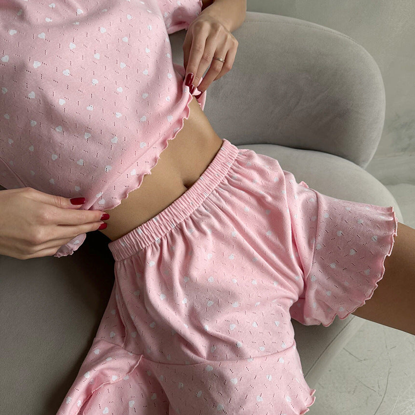 Matilda | Womens Pointelle Heart Short Pyjama Set