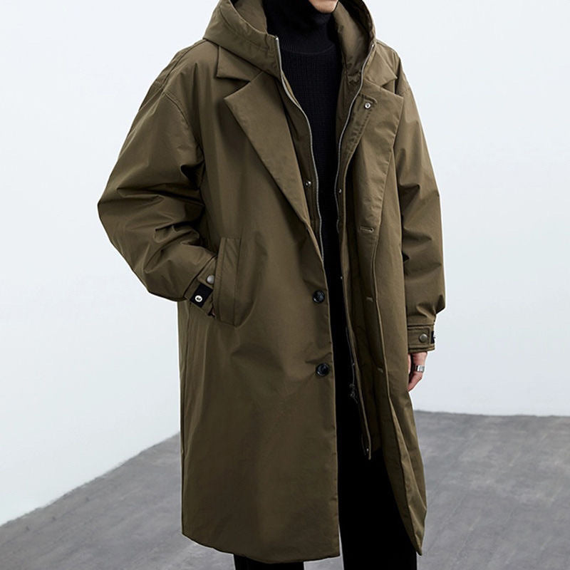Wilhelmina | Mens Trench Winter Hooded Parka Mid Length Coat - 1