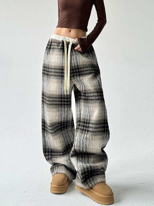 Yannick | Womens Wide Leg Fleece Lined Checked Winter Trousers - 3