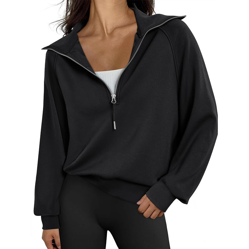 Fenella | Womens Yoga Top Long Sleeve Half Zip Stand Collar Running Fitness Top