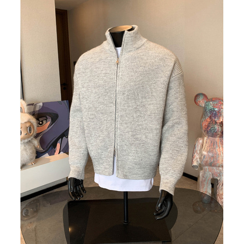 Tobias | Mens Cardigan Zip Knitted Stand Collar Casual Jacket - 2