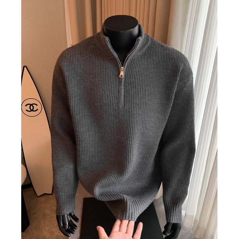 Evander | Mens Knitted Wool Half Zip Long Sleeve Jumper - 7