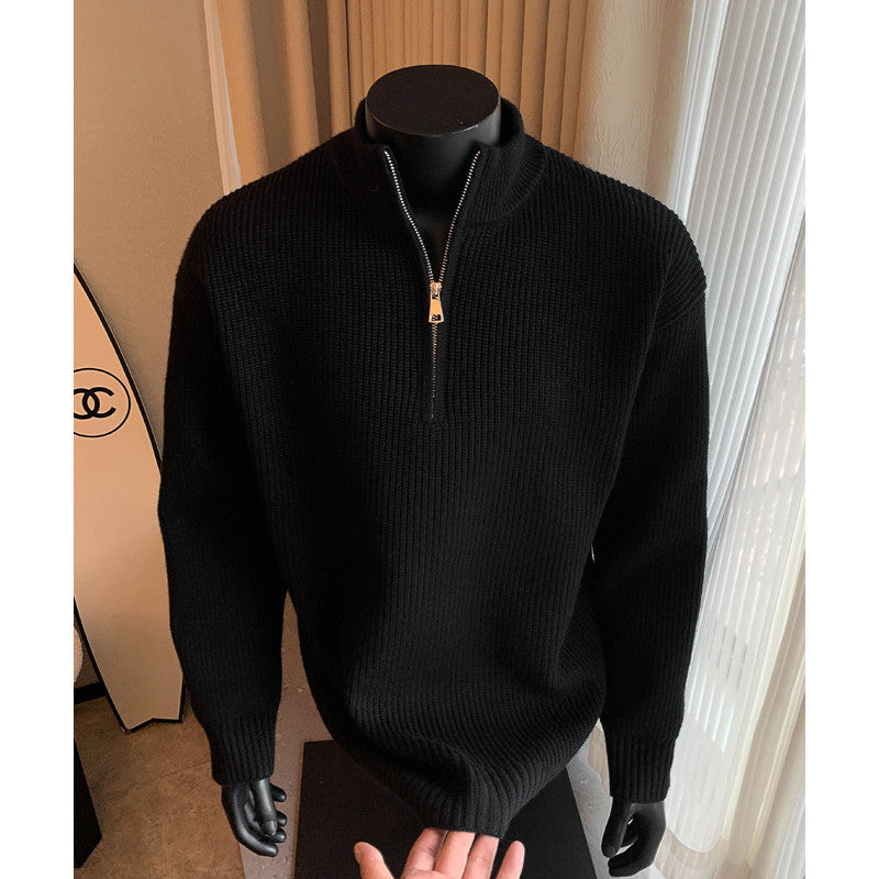 Evander | Mens Knitted Wool Half Zip Long Sleeve Jumper - 5