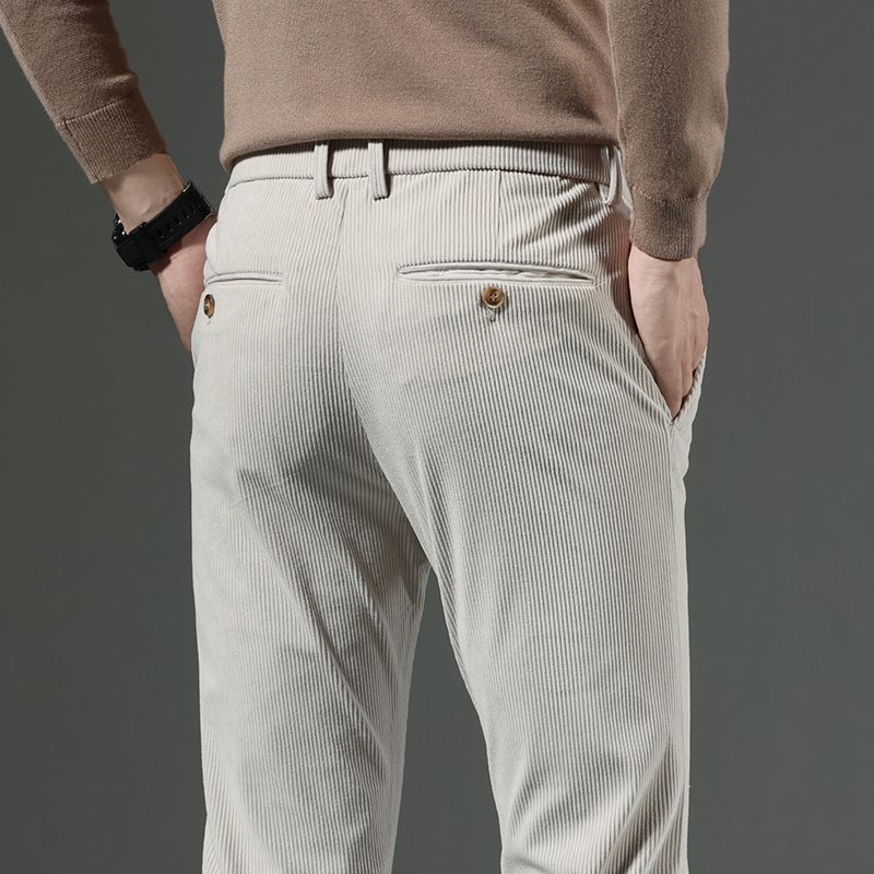 Roland | Mens Corduroy Trousers Business Casual Slim Straight Trousers - 4