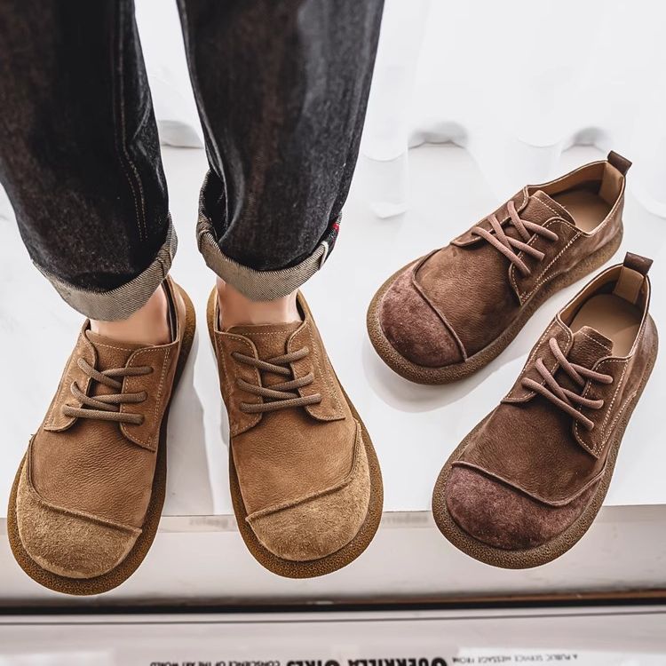 Emmett | Mens Leather Lace Up Casual Retro Low Top Boots - 4