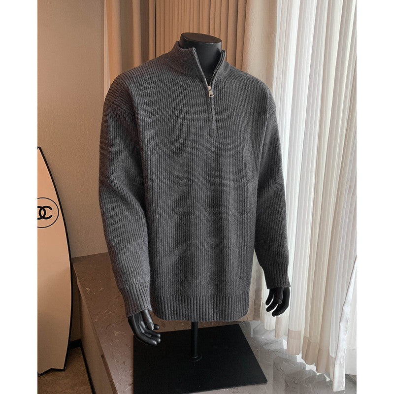 Evander | Mens Knitted Wool Half Zip Long Sleeve Jumper - 3
