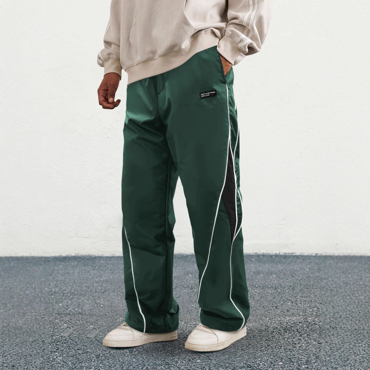 Nadia | Womens Wide Leg Straight Casual Elastic Waist Trousers - 2