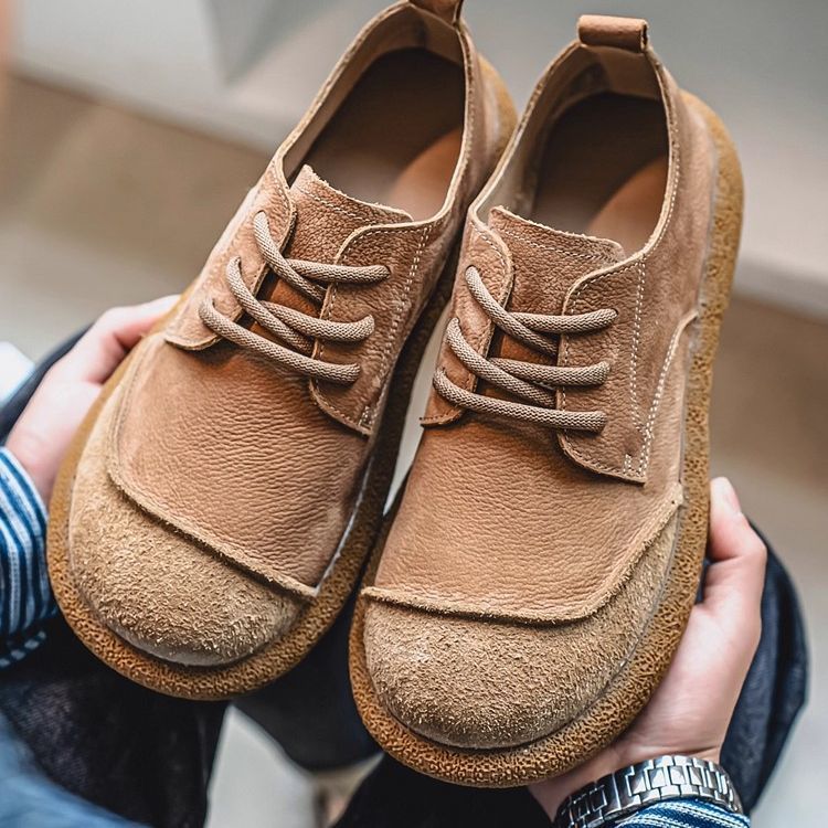 Emmett | Mens Leather Lace Up Casual Retro Low Top Boots - 3